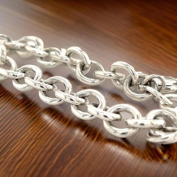 Tiffany & Co Estate Heart Charm Bracelet 7.5" Sterling Silver 35.7g TIF756 - Picture 7 of 12